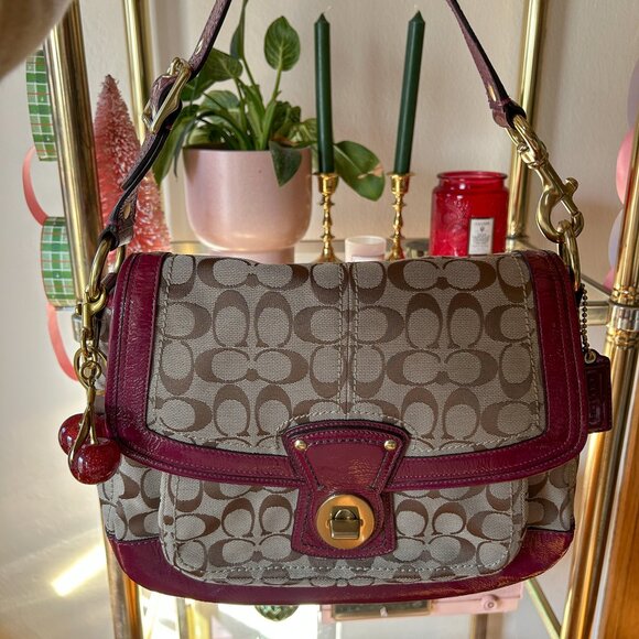 Vintage Y2K Coach Legacy Ali Purple Signature Canvas Flap Shoulder Bag F12857 - Picture 10 of 10